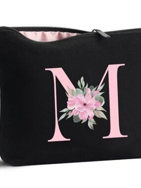 Personalized A-Z Canvas Makeup Bag Cosmetic Travel Toiletry Pouch